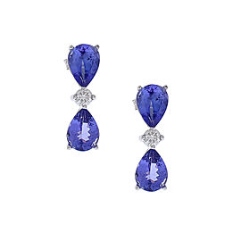 4.88 Carat Total Pear Shape Tanzanite and Diamond Earrings in 18 Karat Gold