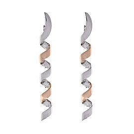 0.60 Carat Total Diamond Two-Tone Earrings in 18 Karat Gold