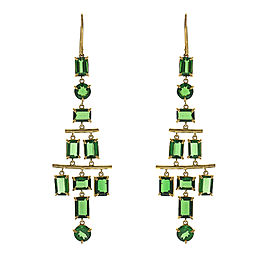 Heritage Gem Studio 14.71 Carat Total Tsavorite Chandelier Earrings in 18 Karat Yellow Gold