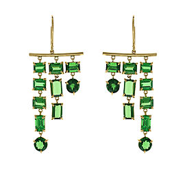 Heritage Gem Studio 14.29 Carat Total Tsavorite Dangle Earrings in 18 Karat Yellow Gold