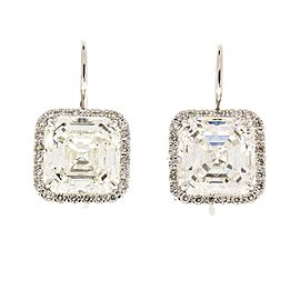 Heritage Gem Studio EGL USA Certified 10.04 Carat Total Square Emerald Cut Diamond Earrings in 18 K