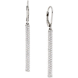 14K White Gold Diamond Linear Earrings