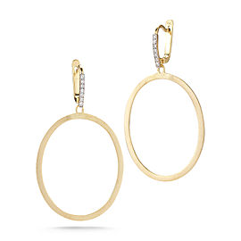 Yellow Gold Satin-finish Oval-shaped Earrings