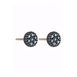 Yossi Harari Jewelry Oxidized Gilver Blue Diamond Lilah Earrings