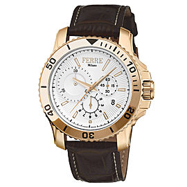 Ferre Milano White Dark Brown Calfskin Leather FM1G070L0021 Watch