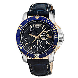 Ferre Milano Black Dark Blue Calfskin Leather FM1G070L0041 Watch