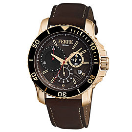 Ferre Milano Chocolate Dark Brown Calfskin Leather FM1G070L0051 Watch