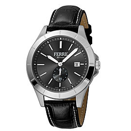 Ferre Milano Black Black Black Leather Strap FM1G080L0021 Watch