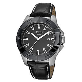 Ferre Milano Black Black Black Leather Strap FM1G085L0041 Watch