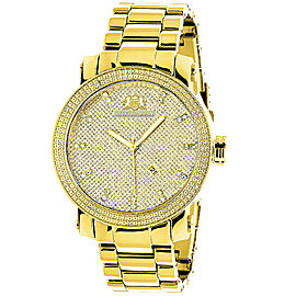 Luxurman Phantom 2202 Gold-tone Quartz .12ct Diamond Mens Watch Yellow Dial