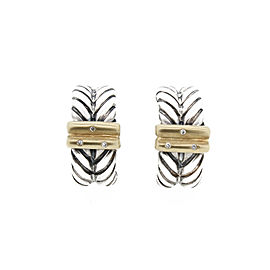 Sterling Silver Earrings with Diamonds and 18k Gold