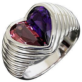 Bulgari 18K White Gold Doppio Heart Ring