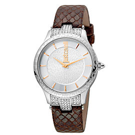 Just Cavalli Women's Animal Chantilly Silver Dial Calfskin Leather Watch