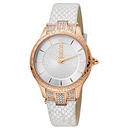 Just Cavalli Women's Animal Chantilly Silver Dial Calfskin Leather Watch