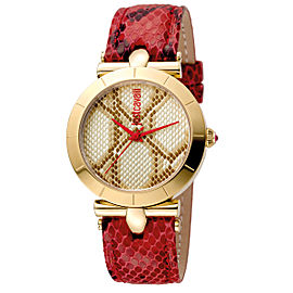 Just Cavalli Women's Animal Devore Champagne Dial Calfskin leather Watch