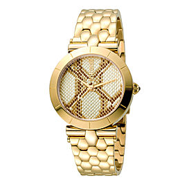 Just Cavalli Women's Animal Devore Champagne Dial Stainless Steel Watch