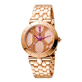 Just Cavalli Women's Animal Devore Rose Gold Dial Stainless Steel Watch