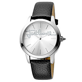 Just Cavalli Women's Logo Silver Dial Calfskin Leather Watch