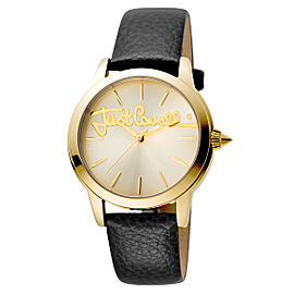 Just Cavalli Women's Logo Gold Dial Calfskin Leather Watch