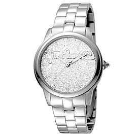 Just Cavalli Women's Glam Chic Mohair Silver Dial Stainless Steel Watch