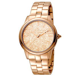 Just Cavalli Women's Glam Chic Mohair Rose Gold Dial Stainless Steel Watch