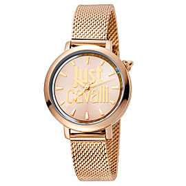 Just Cavalli Women's Logo Rose Gold Dial Stainless Steel Watch