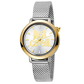 Just Cavalli Women's Logo Silver Dial Stainless Steel Watch