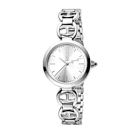 Just Cavalli Women's Logo Macrame Silver Dial Stainless Steel Watch