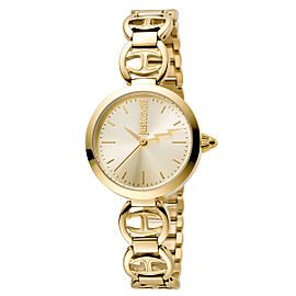 Just Cavalli Women's Logo Macrame Gold Dial Stainless Steel Watch