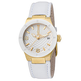 Just Cavalli Women's Rock White Dial Calfskin Leather Watch