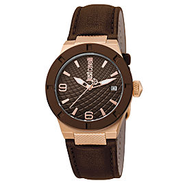 Just Cavalli Women's Rock Brown Dial Calfskin Leather Watch