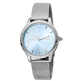 Just Cavalli Women's Logo Ice Blue Dial Stainless Steel Watch