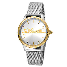 Just Cavalli Women's Logo Silver Dial Stainless Steel Watch