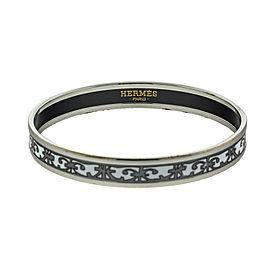 Hermes Printed Enemal White and Grey Cuff