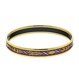 Hermes Printed Enamel Leaves Gold Tone Cuff