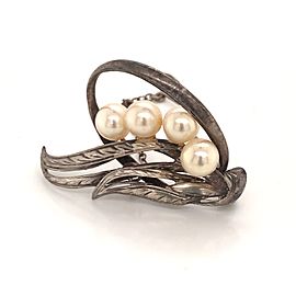 Mikimoto Estate Akoya Pearl Brooch Pin Sterling Silver 6.5 mm 5.56 Grams M199