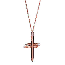 Tzuri 18k Rose Gold and Diamond Cross Necklace