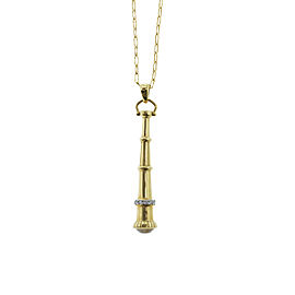 Monica Rich Kosann Yellow Gold Telescope Charm Necklace Rock Crystal With Diamonds on 30" Belcher Chain