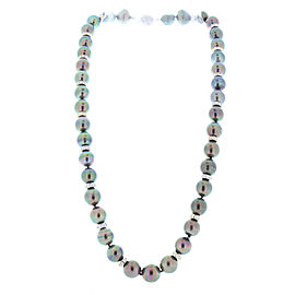 Heritage Gem Studio Tahitian Black Pearls and 4.00 Carat Total Diamond Roundel Necklace