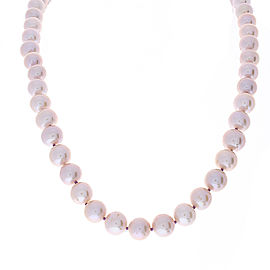 Lavender Cultured Pearls and Diamond 14 Karat White Gold Necklace