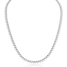 8.92 Carat Total Diamond White Gold 3-Prong Tennis Necklace