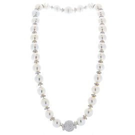 White South Sea Pearls and Diamond Necklace in 18 Karat White Gold