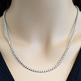 8.35 Carat Total Diamond 3-Prong Tennis Necklace in 14 Karat White Gold