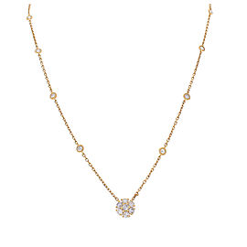 0.80 Carat Total Diamond Flower Necklace in 14 Karat Yellow Gold