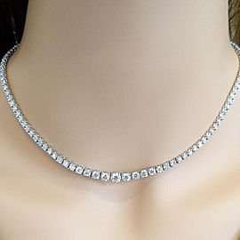 9.20 Carat Total Diamond Riviera Necklace in 18 Karat White Gold