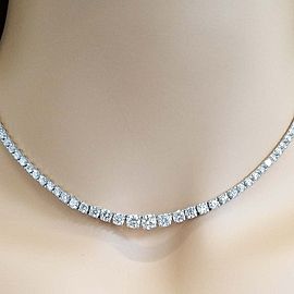 9.02 Carat Total Diamond Riviera Necklace in 18 Karat White Gold