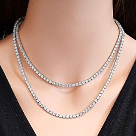 33.52 Carat Total Diamond Tennis Necklace in 18 Karat White Gold