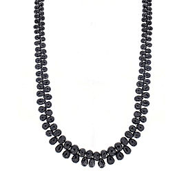 85 Carat Total Briolette Black Diamond Necklace in 14 Karat White Gold