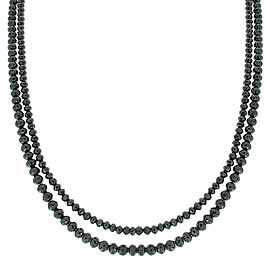 87.00 Carat Total Briolette Black Diamond Necklace in 14 Karat White Gold