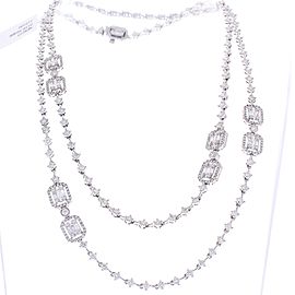 7.86 Carat Total Baguette and Round Diamond Necklace in 18 Karat White Gold